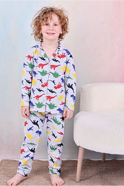Beka Kids Boy's Front Button Patterned Pajama Set 100% Cotton Pajama Set and Eye Patch