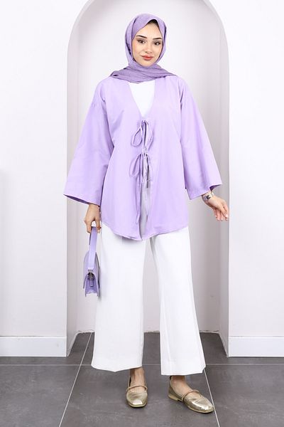 İmajButik Lilac Front Tie Kimono Tunic