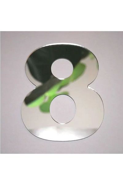 zafrakreklam Circle Number 1 mm Silver Mirror Plexi Adhesive Size 9X4 cm No- 8 Eight