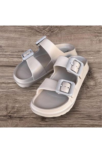 AkınalBella unisex διπλή πόρπη μαλακή μαλακή σόλα παραλίας καθημερινές παντόφλες