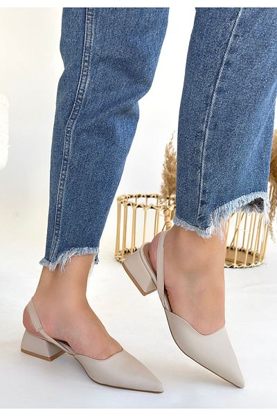 BESKAR Jenti Beige Skin Heeled Shoes