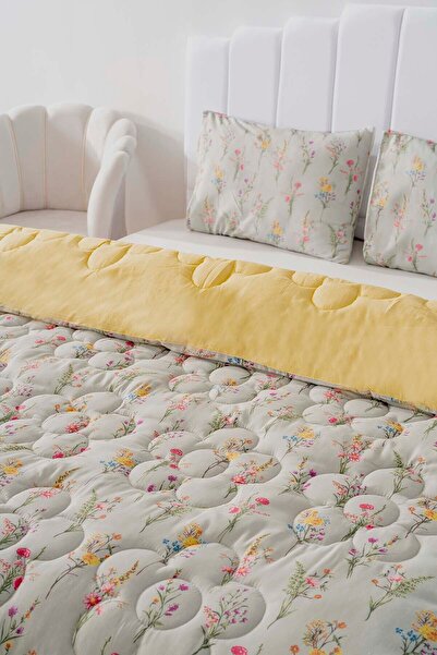 Rivaİstanbul Begonvil Double Sided Daisy Quilted Quilt 200X215 cm