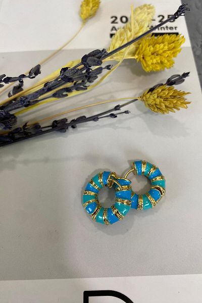 İthal 1520 Imported Gold Cut Earrings