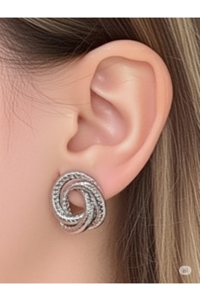FAMEMUS ACCESSORY Steel Celestial Knot Knitted Earrings