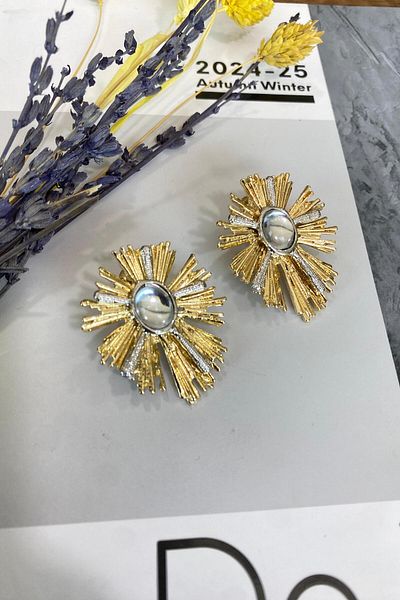 İthal 1525 Imported Silver Stone Earrings