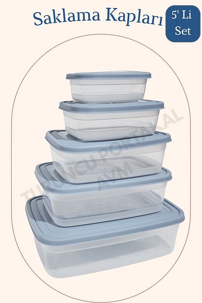 Turuncu Portakal Storage Container with Lid (Set of 5) Kitchen Organizer Rectangular Organizer
