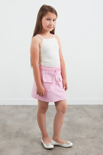 Fulla Moda Fusta pentru fetiță cu buzunar dublu cu legare în talie