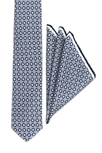Bursa İpek Gray Patterned Silk Tie Set