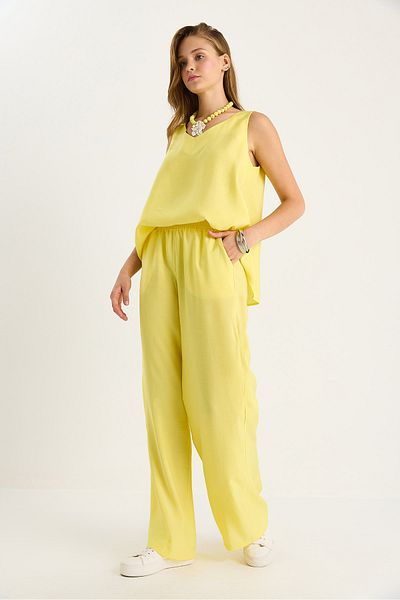 Bianco Lucci Women's V-Neck Strap Blouse Palazzo Pants Bottom-Top Set 3142 60283115