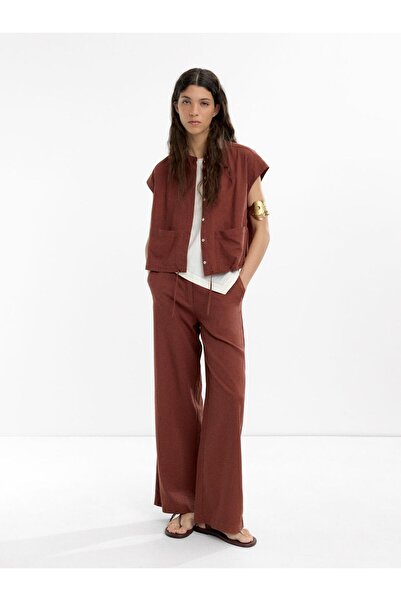 PARFOIS Keten Karışımlı Düz Pantolon