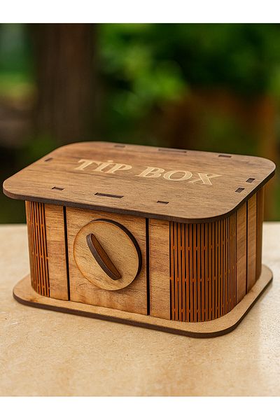 Panorama Ajans Wooden Laser Cut Tip Box – Type Box |   Stylish Design for Cafes and Business Places