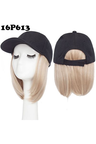 animis beauty Ash Blonde Wig with highlights, bob model, baseball cap style, synthetic fiber with look