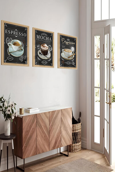 kutuTR ☕ Espresso Mocha Cappuccino – 3’lü MDF UV Baskılı Kahve Tablo Seti (3 ...