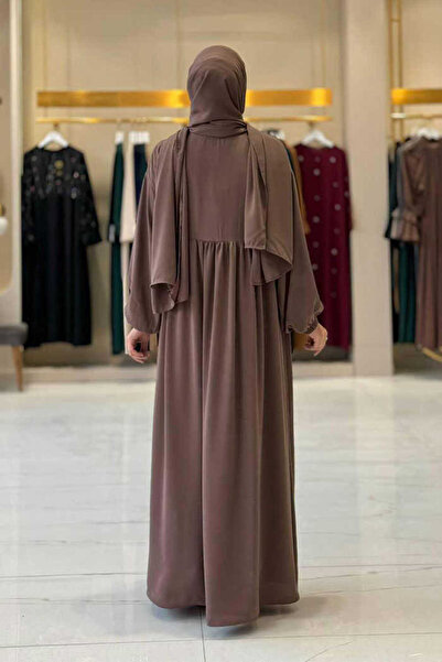 Bym Fashion Φόρεμα προσευχής με διπλό στήθος με σάλι 6027 Mink