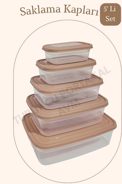 Turuncu Portakal Storage Container with Lid (Set of 5) Kitchen Organizer Rectangular Organizer