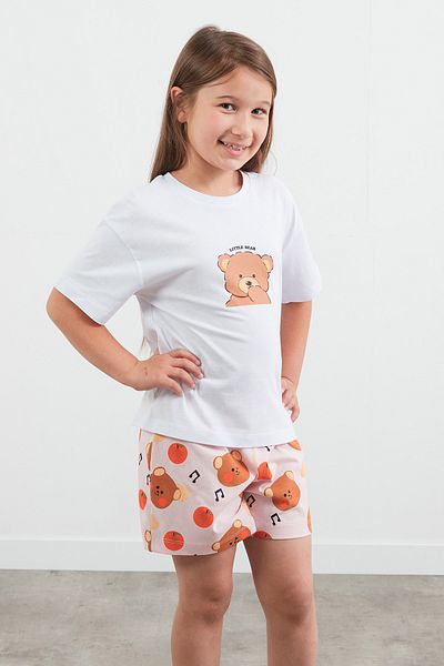 Fulla Moda 100% Cotton Teddy Bear Printed Unisex Shorts Pajama Set