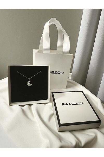 RAWEZON Special Set - Moon Butterfly Themed Steel Necklace with Boxed Bag - Birthday Gift for Lover, Friend
