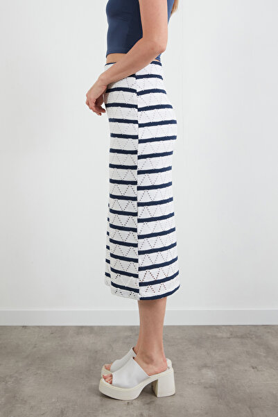 Fulla Moda Спідниця з трикотажу в смужку з еластичною талією