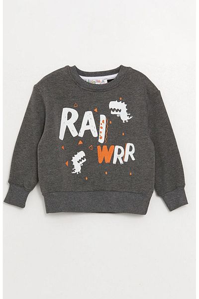 Calimera Kids Anthracite Crew Neck Long Sleeve Printed Baby Boy 2-Piece Set