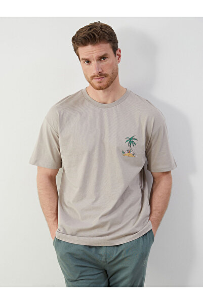 LC Waikiki New Season Crew Neck εμπριμέ χτενισμένο βαμβακερό ανδρικό Tisort -...