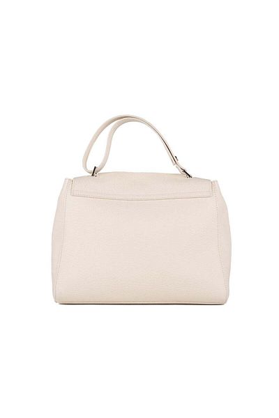 Orciani Orciani Sveva Soft Medium Leather Shoulder Bag With White Shoulder Strap