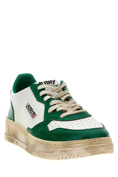 AUTRY Autry In White And Green Leather With Worn Effect