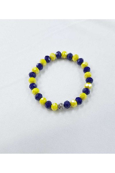 Lio20 Yellow-Lacicert Colored Crystal Bracelet | Unisex | Gift and Daily Stylish Accessory Combination | Yellow Navy Blue