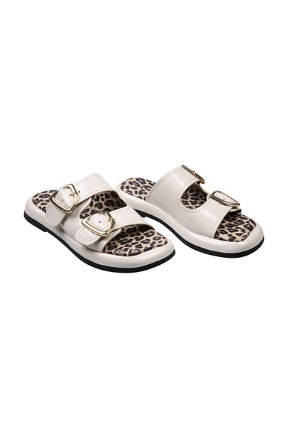 Lady Mia Bella Genuine Leather Buckle Women's Slippers