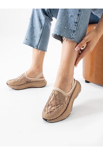 ALEMDAR AYAKKABI Strix Mink Stone Detail Women's Sandals