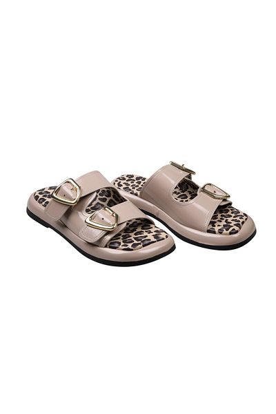 Lady Mia Bella Genuine Leather Buckle Women's Slippers