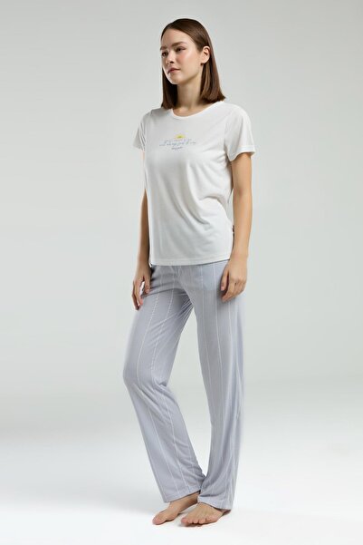 Pierre Cardin Women's Crew Neck Short Sleeve Pajama Suit