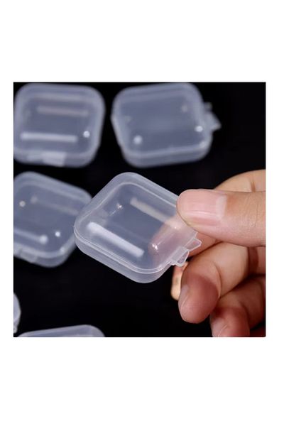 OEM Set of 10 transparent plastic boxes with lid and self-closing 3.5cm x 3.5cm x 2 cm
