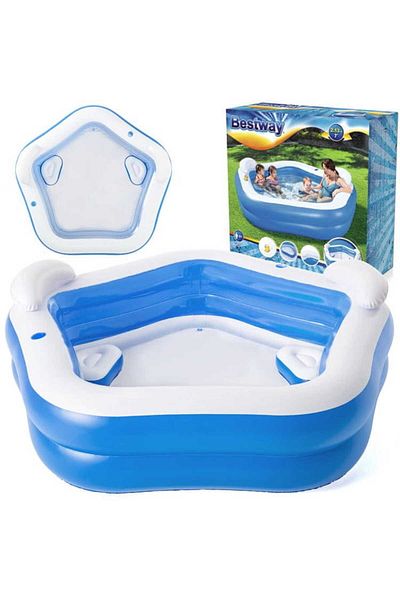 BESTWAY Piscina gonflabila cu 2 scaune, Bestway, 213 x 206 x 69 cm, 575 l, tetiere, vinil