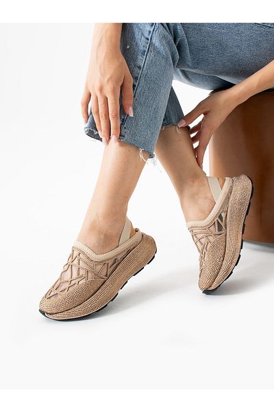 ALEMDAR AYAKKABI Strix Mink Stone Detail Women's Sandals