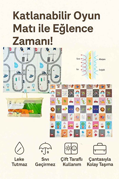 Decomia Home Çift Taraflı Katlanabilir Eğitici & Eğlenceli Çocuk Oyun Halısı Bebek Oyun Matı ( 150x200 cm )