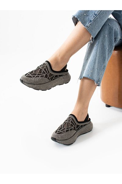 ALEMDAR AYAKKABI Strix Gray Stone Detail Women's Sandals