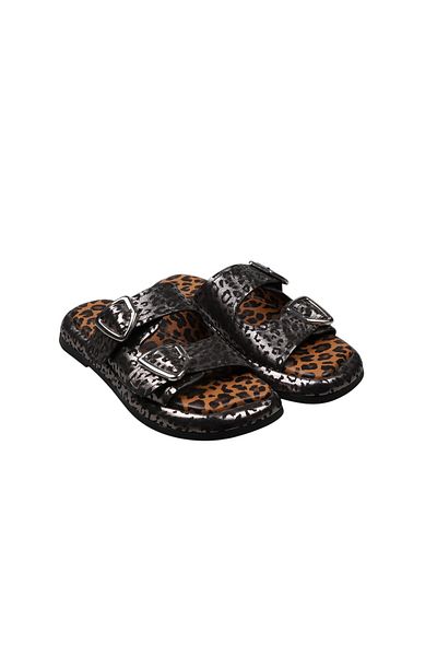 Lady Mia Bella Genuine Leather Buckle Women's Slippers