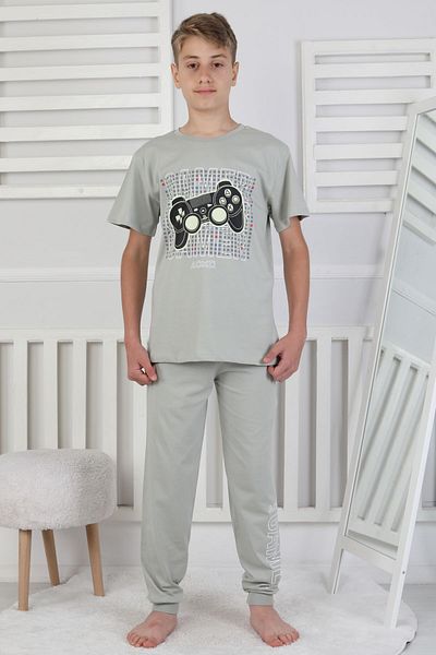 ZUZUNGA Gamer Console Patterned Short Sleeve Boys Pajama Set