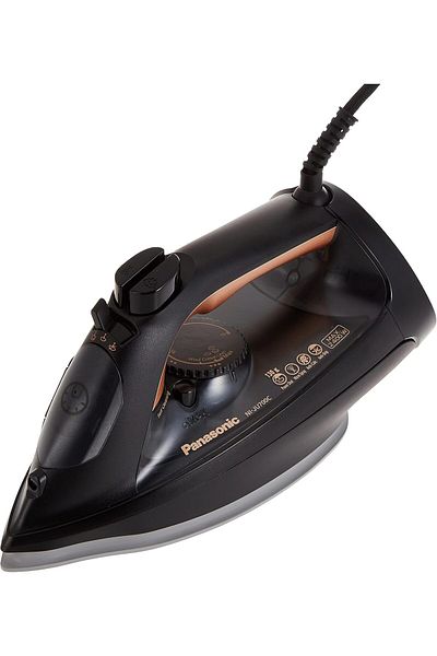 PANASONIC Steam Iron, 2400W, NI-JU700, Black / Gold, Big Ceramic Soleplate, 1 Yr Warranty
