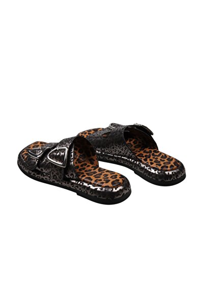 Lady Mia Bella Genuine Leather Buckle Women's Slippers