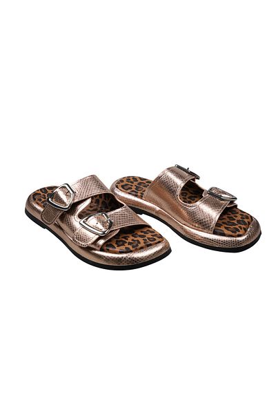 Lady Mia Bella Genuine Leather Buckle Women's Slippers
