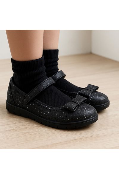 JOJO KIDS pantofi de scoala pentru fete, balerina clasica din piele naturala interioara exterioara, ortopedica si suport spate, banda