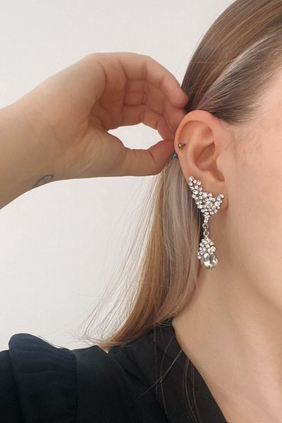 Glaren White Color Drop Evening Dress Women's Earrings