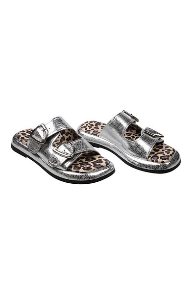 Lady Mia Bella Genuine Leather Buckle Women's Slippers
