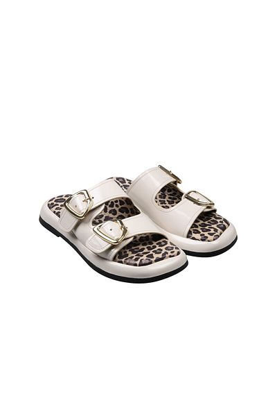 Lady Mia Bella Genuine Leather Buckle Women's Slippers