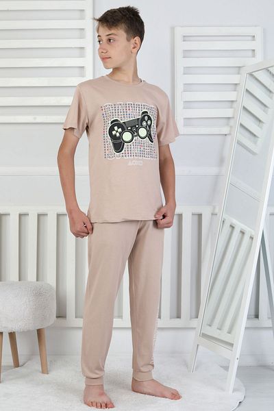 ZUZUNGA Gamer Console Patterned Short Sleeve Boys Pajama Set