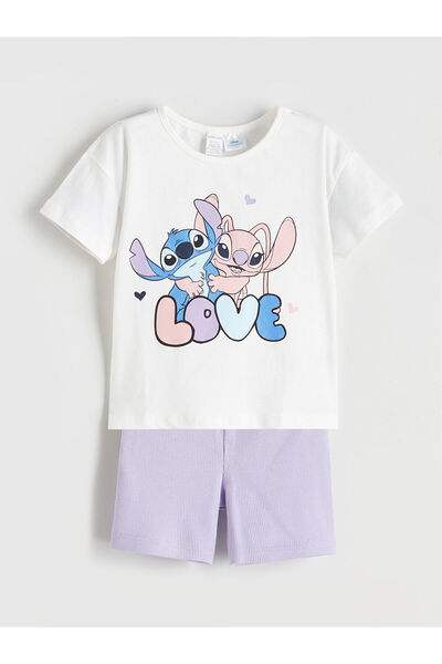 LC Waikiki Vision New Season Lilo & Stitch Printed Baby Girl Shorts Pajama Set