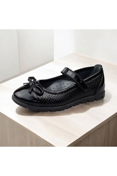JOJO KIDS pantofi de scoala pentru fete, balerina clasica din piele naturala interioara exterioara, ortopedica si suport spate, banda