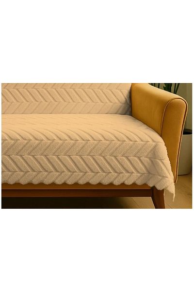 DECORA CASA HOME COLLECTİON Плюшен памучен калъф за диван с гъбена основа, неплъзгащ се калъф за диван/легло |