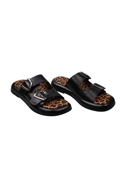 Lady Mia Bella Genuine Leather Buckle Women's Slippers